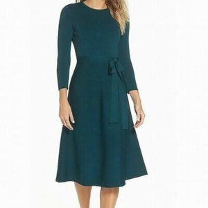 Eliza J Teal 3/4 Sleeve Midi Sweater Dress